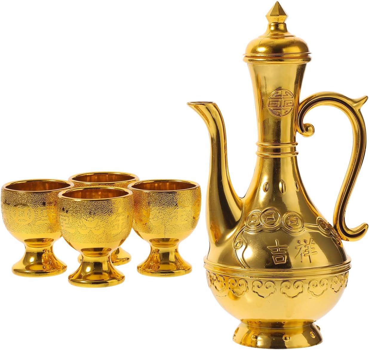 PRETYZOOM Worship Cup Set 7.87 Inch Retro Offering Goblets with Kettle for Home Decoration and Ritual Supplies