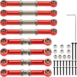 RCAWD 8X #45 Steel&Alloy Turnbuckles/Upper&Lower Link/Linkage Set for FMS Fcx24 1-24 Crawlers(Red)