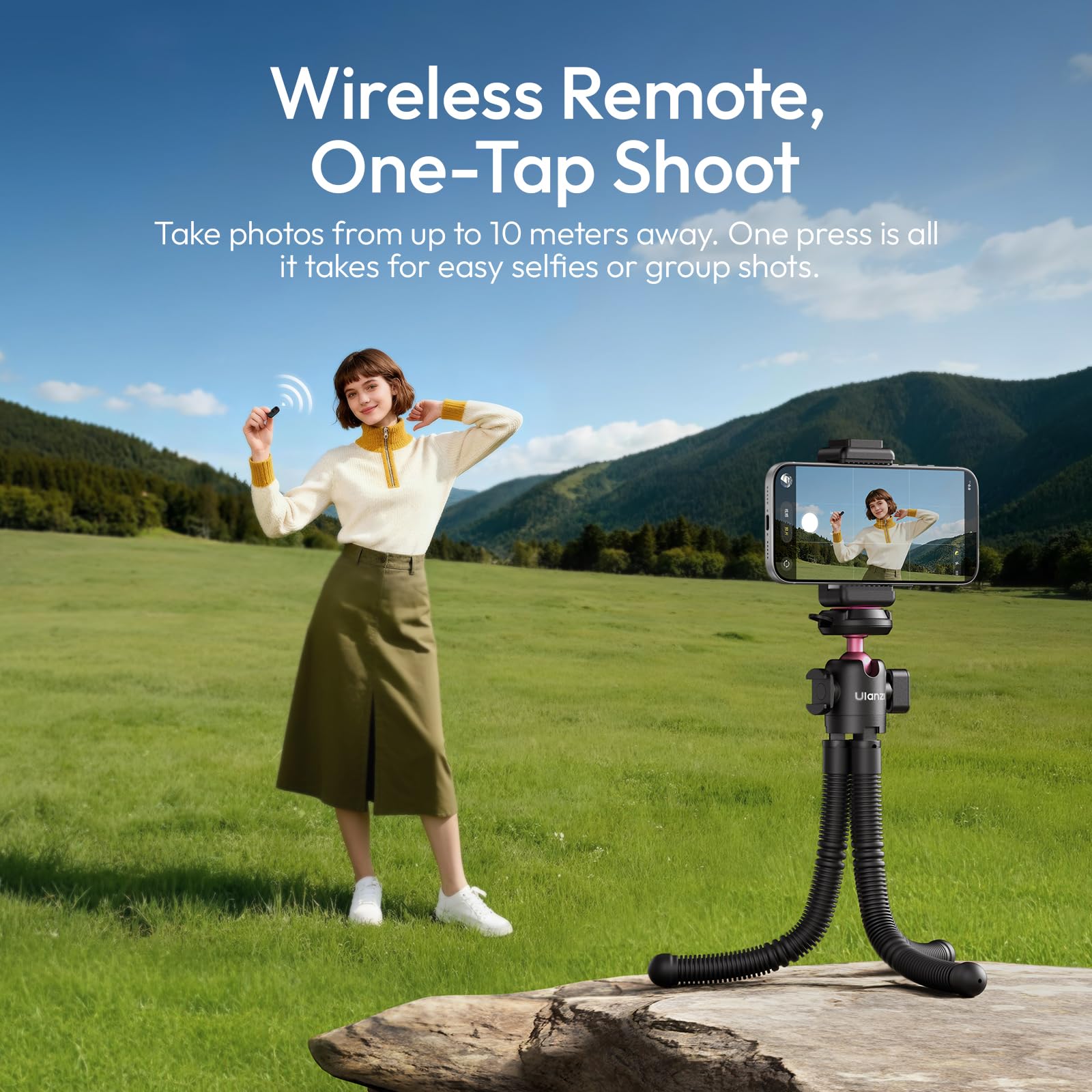 ULANZI MT91 Flexibler Handy Stativ mit Schnellverschluss, Flexibler Selfie Stick mit Bluetooth Fernauslöser, Action Kamera stativ und Handyhalterung; Handy stativ kompatibel mit iPhone und Samsung
