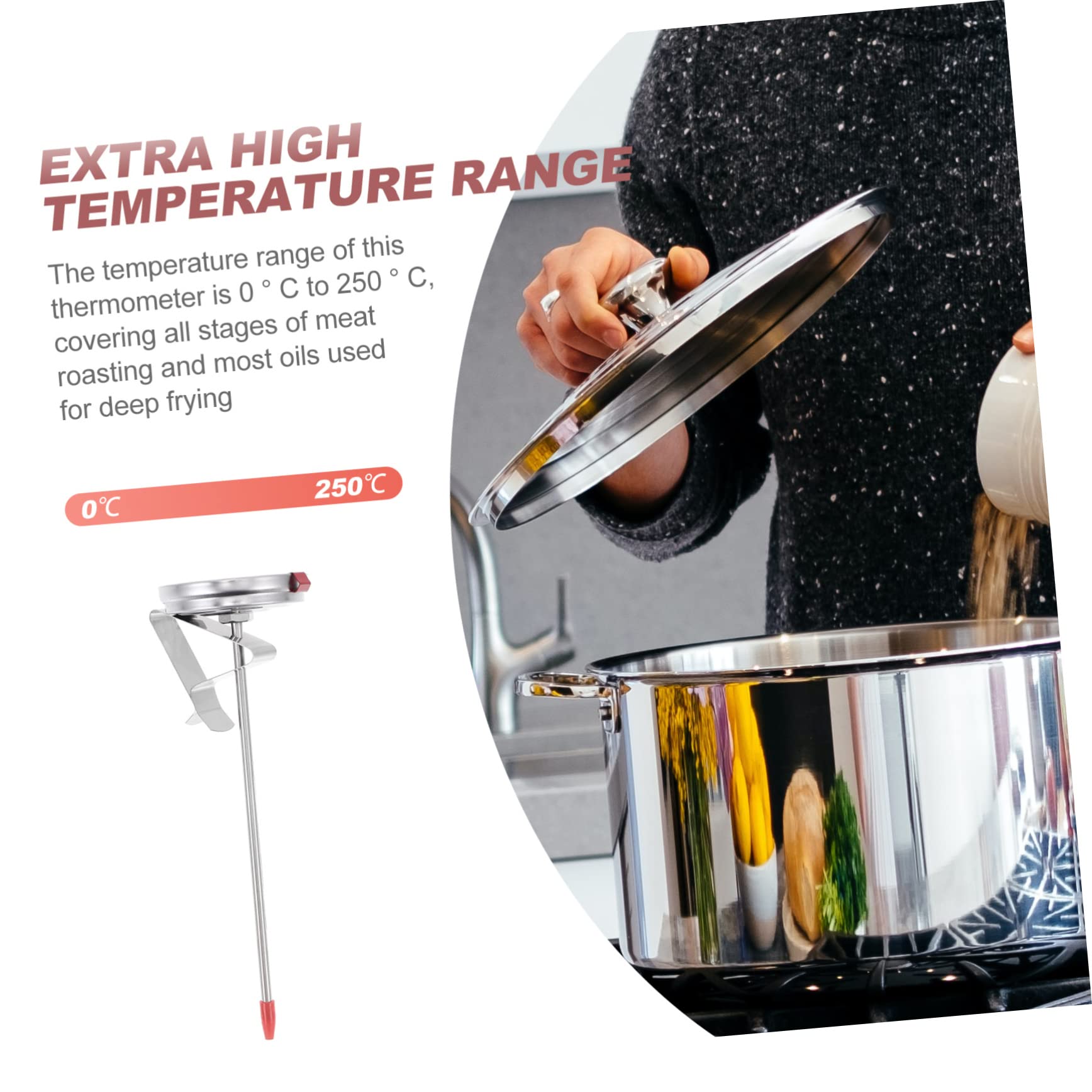 6 Pz Indicatore temperatura olio sonda morsetto ambientale termometro ad alta temperatura termometro barbecue bbq per olio da cucina a sonda bianca PRETYZOOM