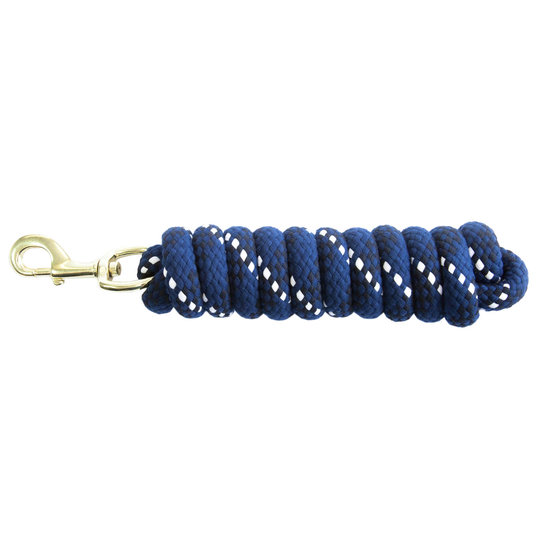 KM Elite 7ft Cotton Double Braided Lead Rope: Black White Navy