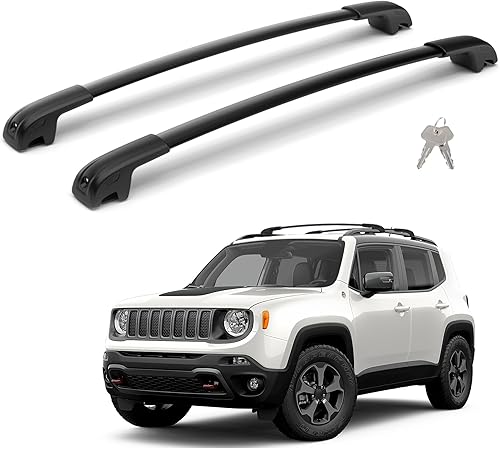 FLYCLE Barras transversales de techo para Jeep Renegade 2015-2024 con cerradura, barras transversales de carga de aluminio para automóvil, equipaje,
