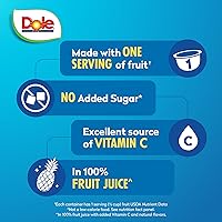 Vista 3 de Dole Trozos de Piña en Jugo 100% - Dole Cuencos de Frutas Snack - Cuencos de Fruta de 4 oz - Paquete de 12