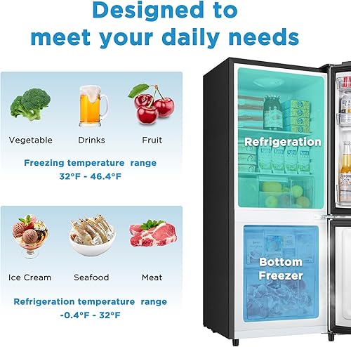 Miniatura 4 de Mini refrigerador de 4.0 pies cúbicos con congelador, congelador inferior, refrigerador pequeño con congelador, refrigerador compacto con 2 puertas,