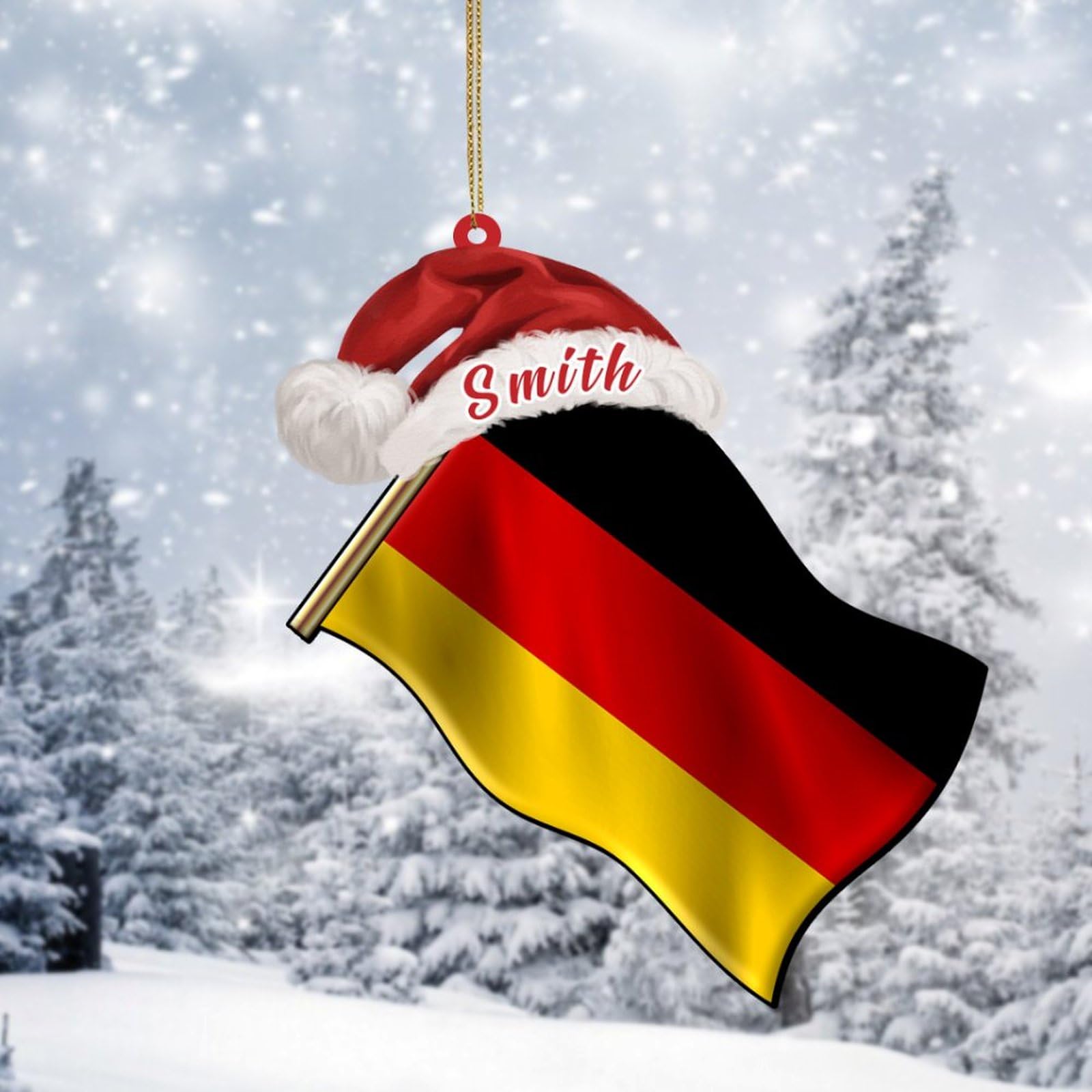 Dreamautumn Germany National Flags 2D Acrylic Christmas Ornaments,Custom Name Flag Ornaments For Christmas Tree Hanging Decoration,Funny Xmas Ornament Baubles Stocking Stuffers For Kids Family