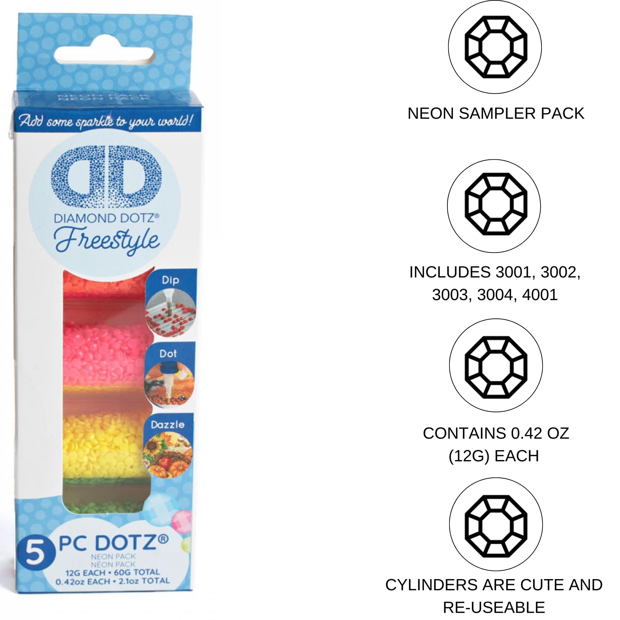 Diamond Dotz Dotz Sampler Pack Neon - Freestyle Diamond Painting