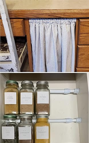 Miniatura 9 de KXLife - Cortinero pequeño con resorte de tensión para ventana, armario o alacena