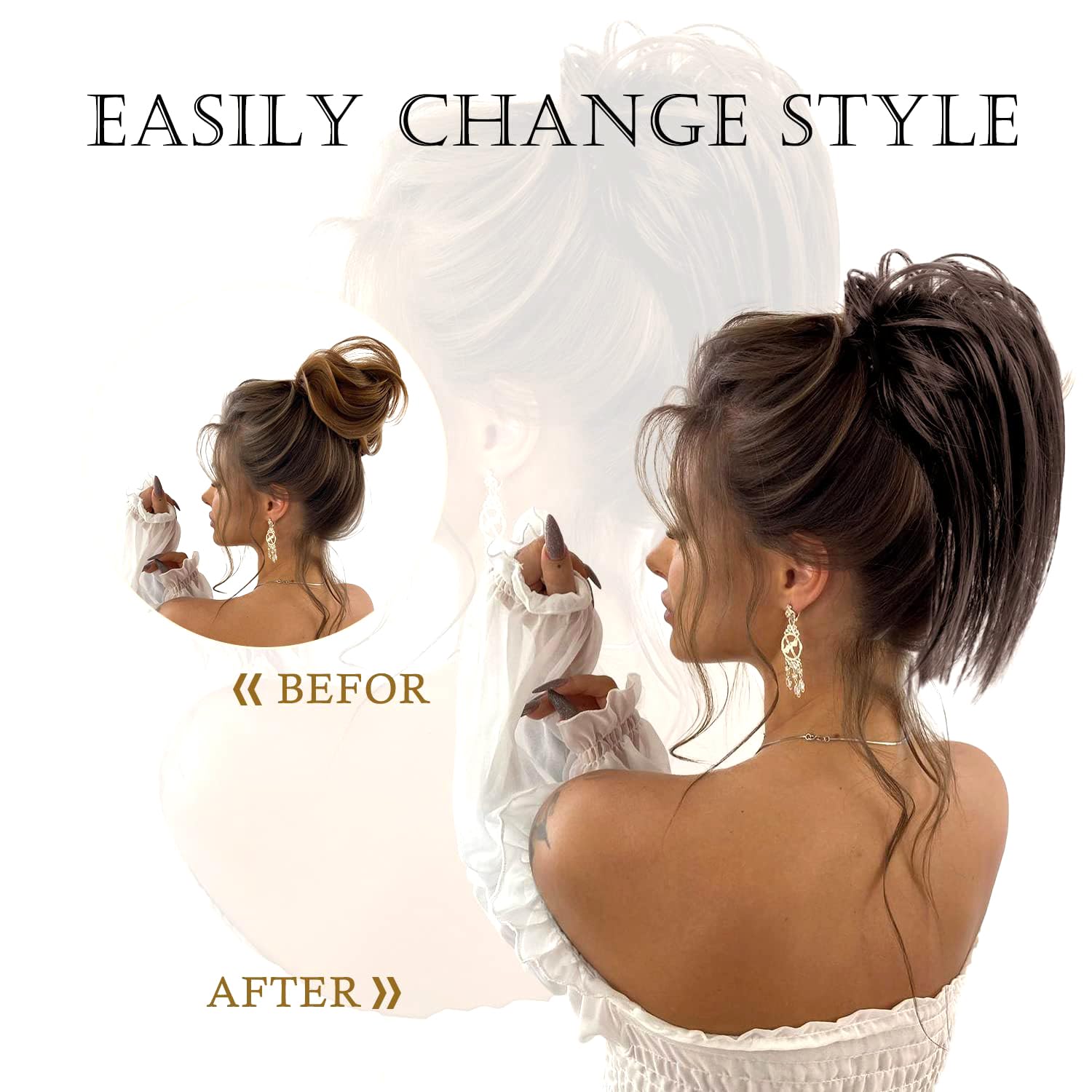 colorfulpanda Claw Clip in Ponytail Hair Extensions 10 Inch - Image 3