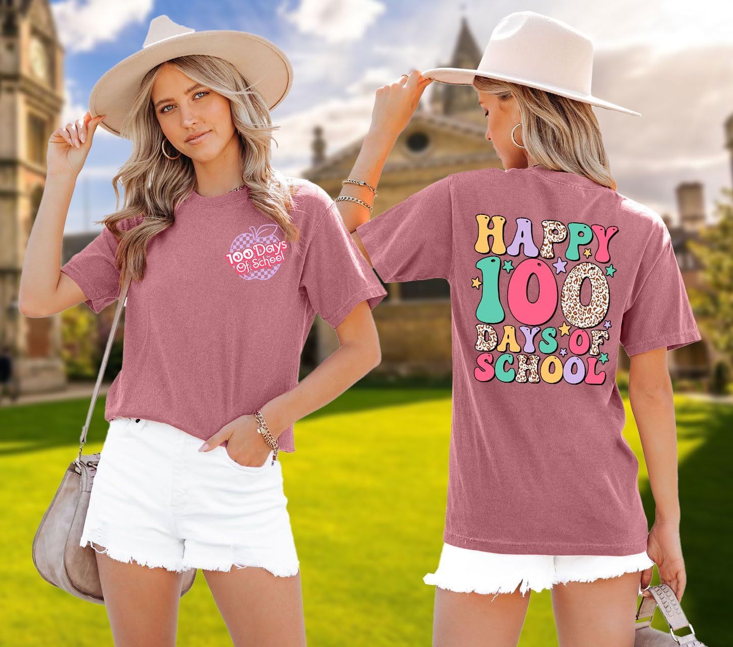 Happy 100 Days of School Teacher Shirt Women: Teacher T Shirts Kindergarten Teacher Gifts 100 Days Celebration Tops - Image 4