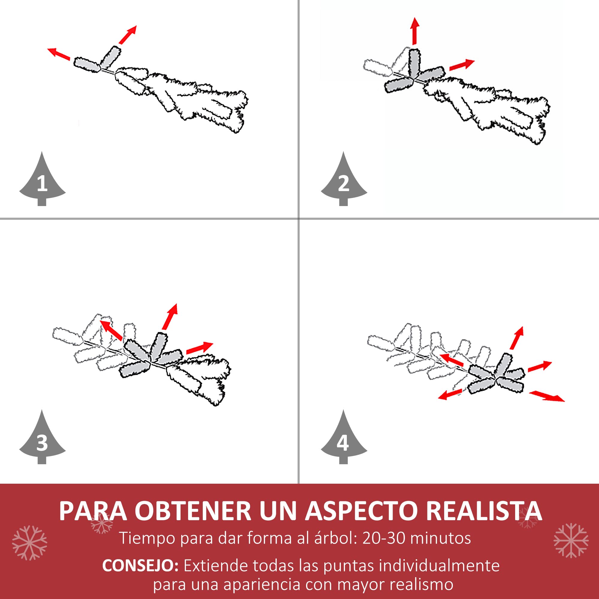 HOMCOM Árbol de Navidad 150cm con Soporte Fibra Óptica LED Multicolor