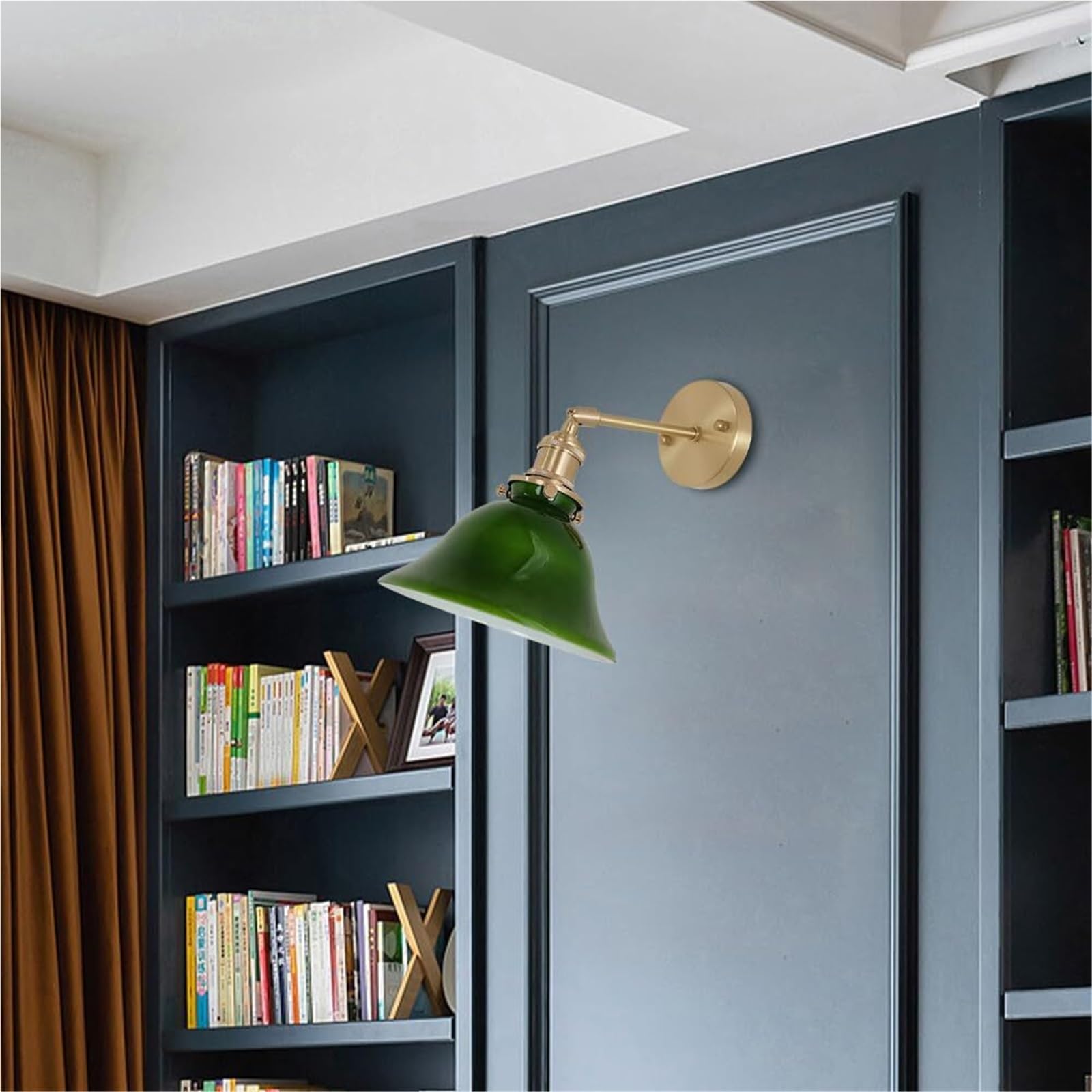 Lampada da Parete Vintage Industriale con Luce in Vetro per Interni, Applique in Ottone con Base E27, Luce Girevole a 180 Gradi per Camera da Letto, Soggiorno, Comodino