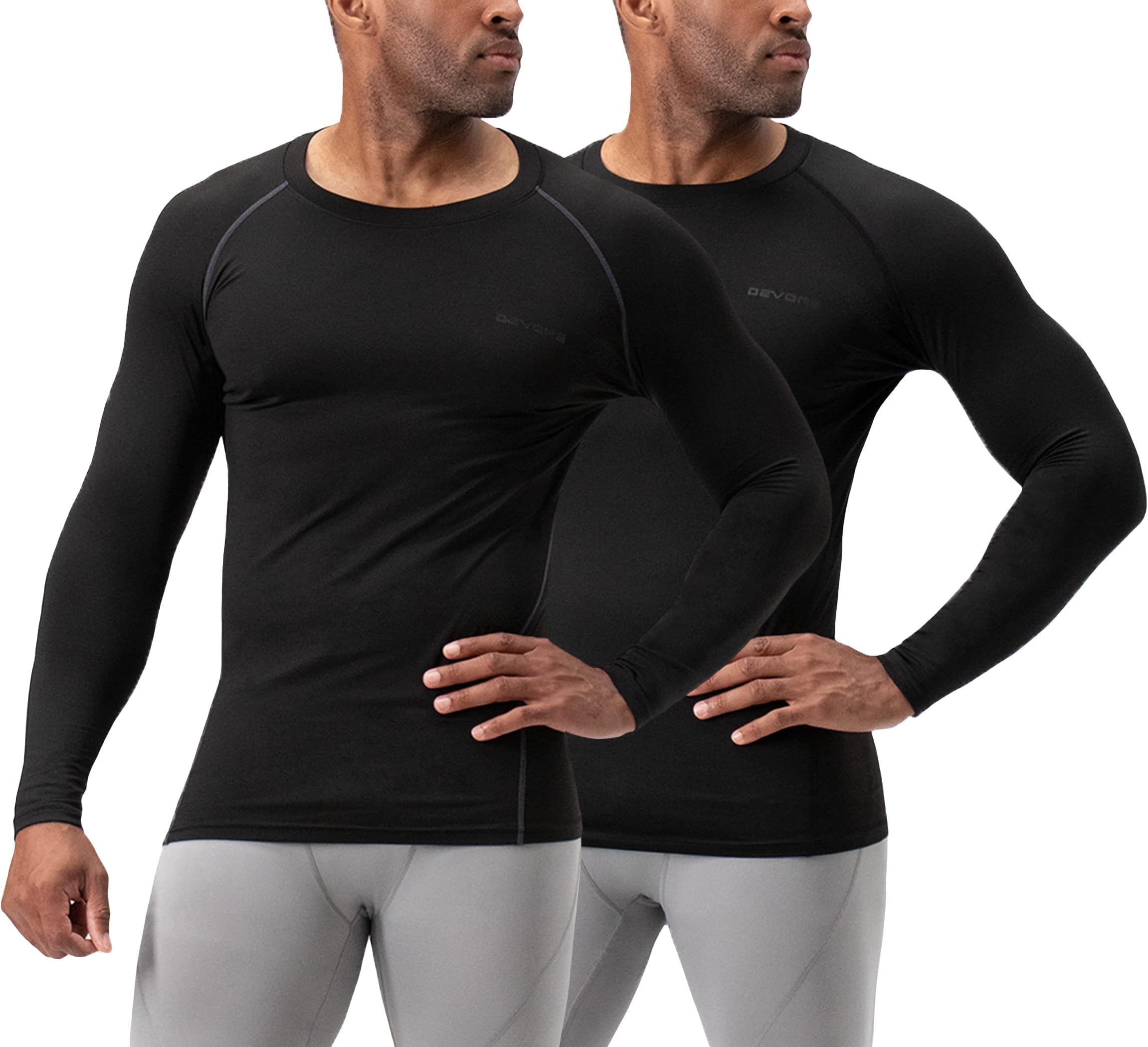 DEVOPS2 Pack Men's Thermal Long Sleeve Compression Shirts