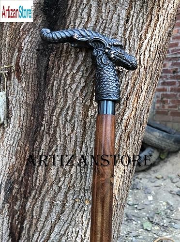 Miniatura 2 de Mango de madera con acabado de cobre con cabeza de dragón, bastón hecho a mano, el mejor regalo para Navidad, Año Nuevo