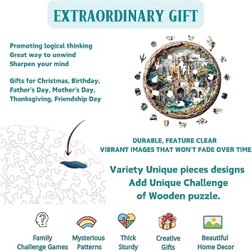 Wooden Puzzles Adults, 3D Castle Wooden Puzzles 100 Pieces, Unique Animal Shaped Wood Challenging Jigsaw Puzzles Gifts for Adults, 8.5x8.5in
