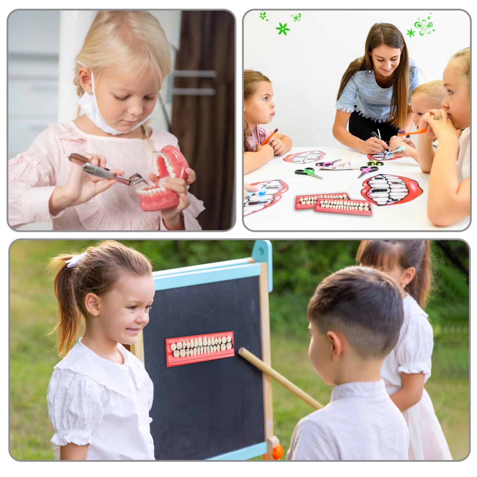 hoeslaw 112 Pcs Costume Individual Fake Teeth Dental, Loose Fake Teeth Replacement for Party Costume Class DIY Theatrical Crafting (4 Set with 2 Paste)