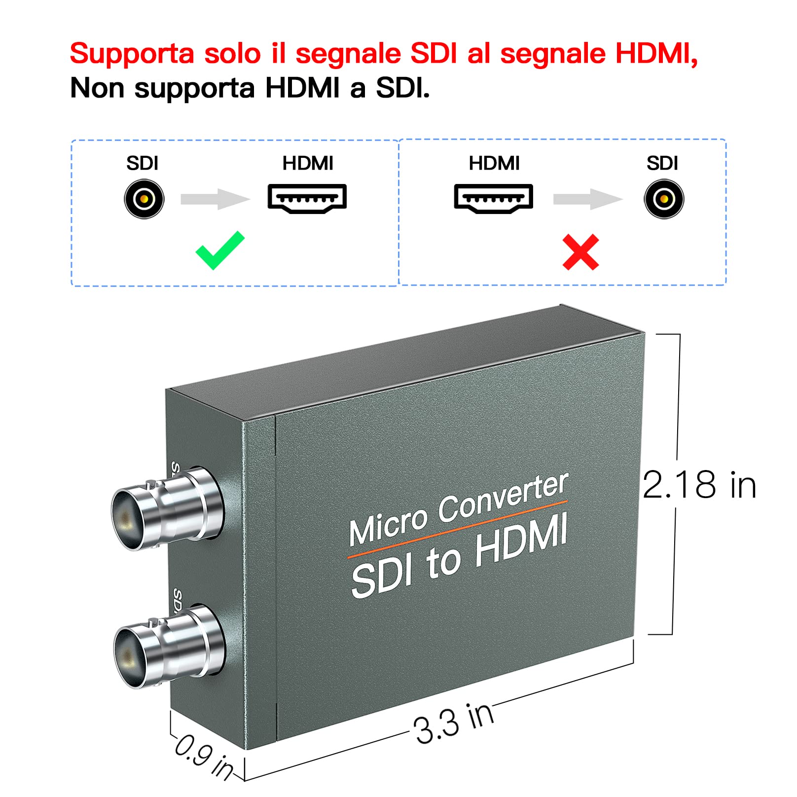 Convertitore da SDI a HDMI con ciclo SDI, 1080p HD-SDI / 3G-SDI/SD-SDI al convertitore HDMI Audio, BNC all’adattatore HDMI per il proiettore di Monitor SDI
