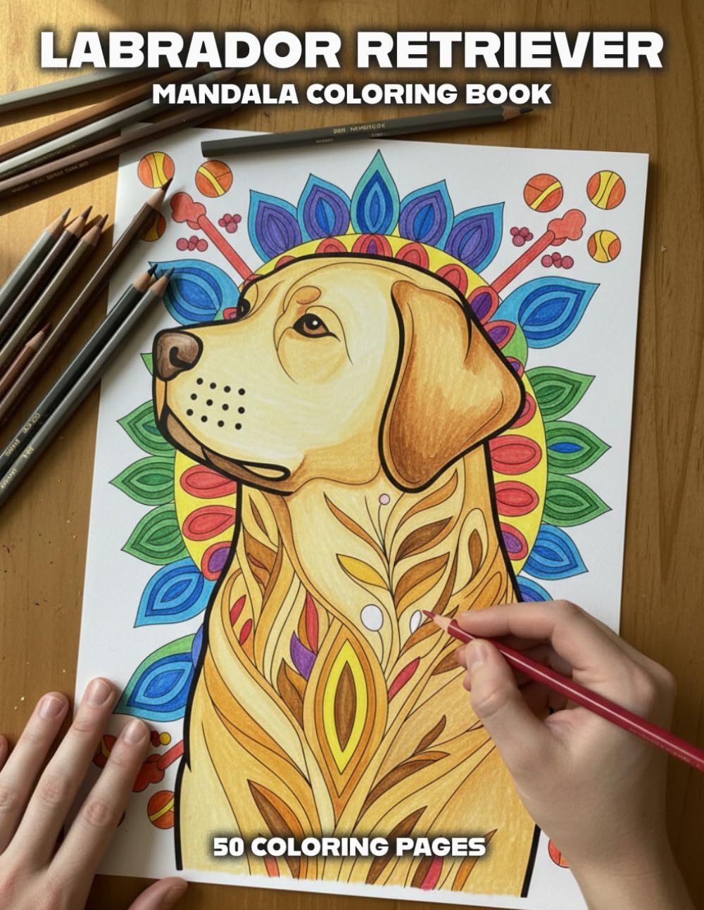 Labrador Retriever Mandala Coloring Book: 50 Relaxing Mandala Designs for Kids, Teens & Adults | Cute Labrador Dog Coloring Pages for Stress Relief, Mindfulness & Creativity