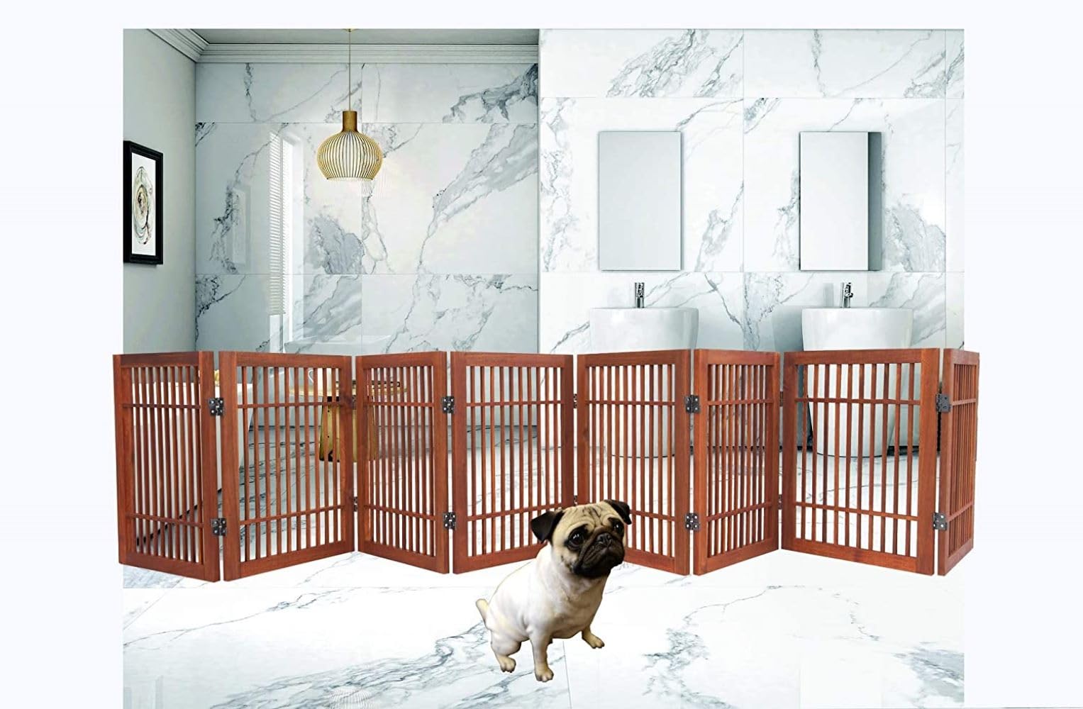 Urnporium Freestanding Pet Gate Folding Wooden Fence For Indoor