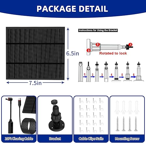 Miniatura 7 de Cargador de panel solar para cámara de 5 W, para panel solar Ring Outdoor Cam Plus, Stick Up Cam Pro, cámara para exteriores (cámara adhesiva),