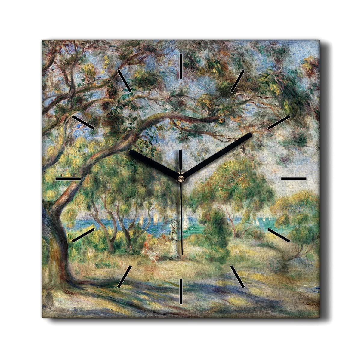 Horloge sur Toile 30x30cm salon décoration murale mer sans tic-tac