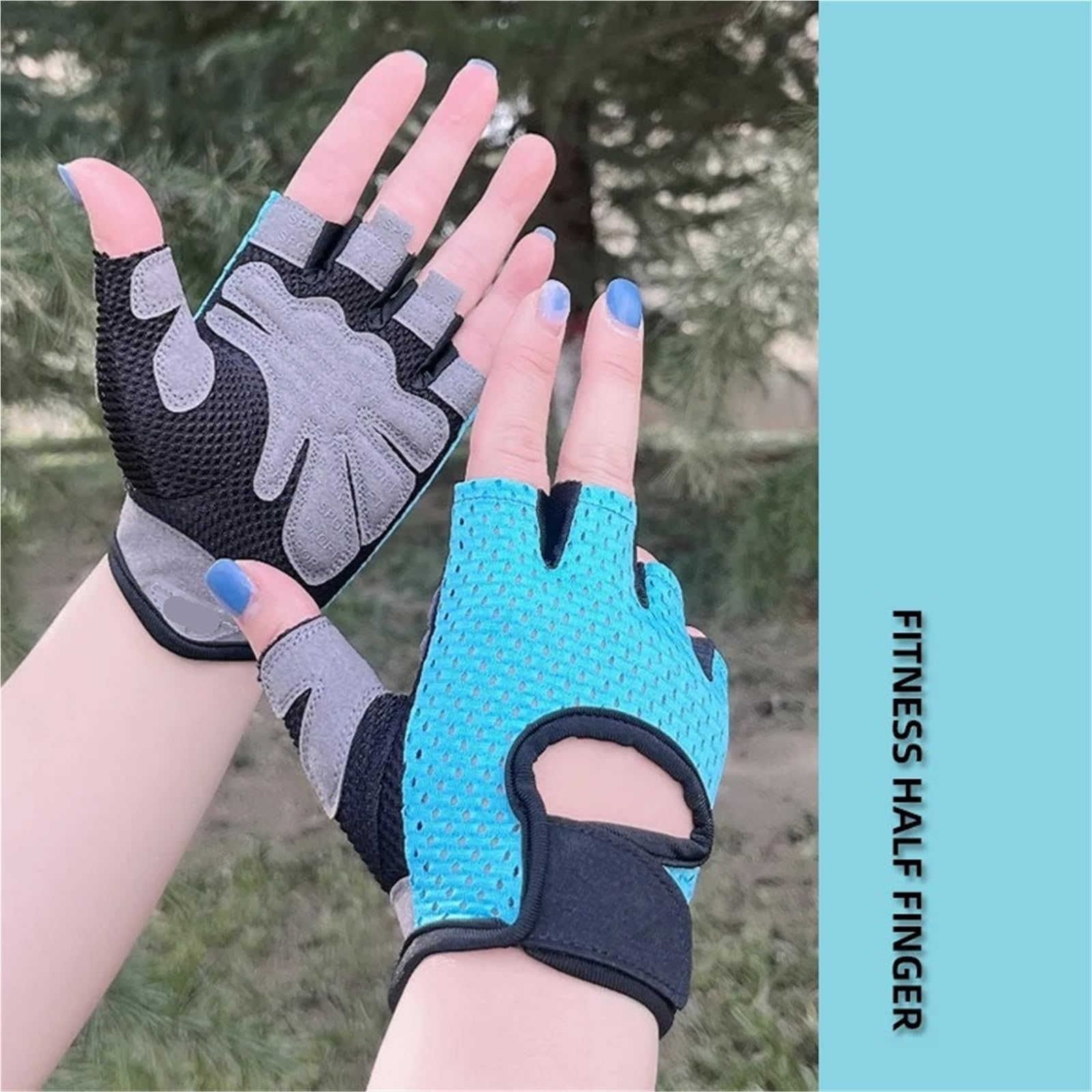 Rękawiczki z odkrytymi palcami, 2 pary rękawiczek rowerowych Fitness Kobiety Mężczyźni Bez palców(Gray,Small)