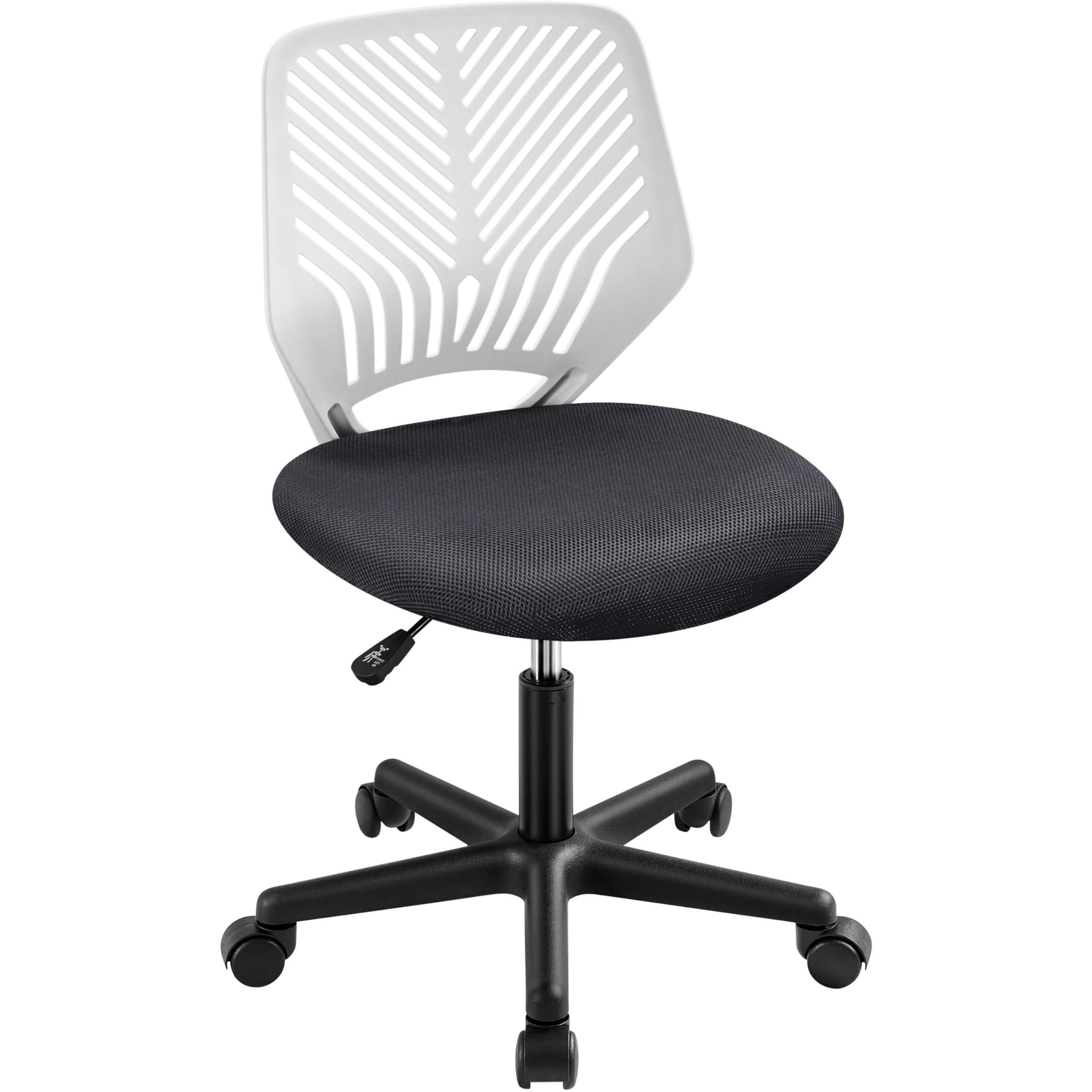 Yaheetech Small Desk Chair, Armless Adjustable Swivel Seat, Dark Grey