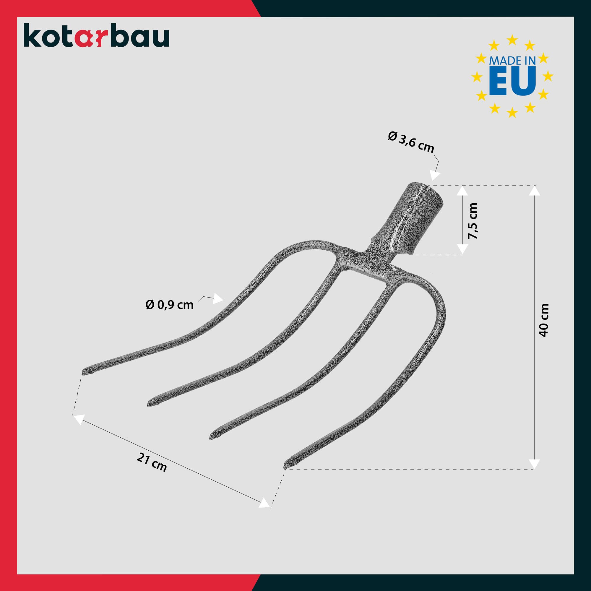 KOTARBAU® Forke Mistgabel Grabegabel Spatengabel Heugabel 4 Zinken Grabgabel 4 Zinken