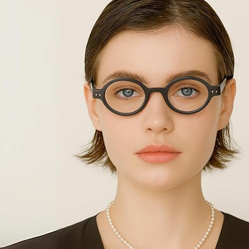 Miniatura 3 de Gafas de lectura redondas retro pequeñas negras para hombres y mujeres con aspecto vintage con visión clara, lectores duraderos para mujeres y