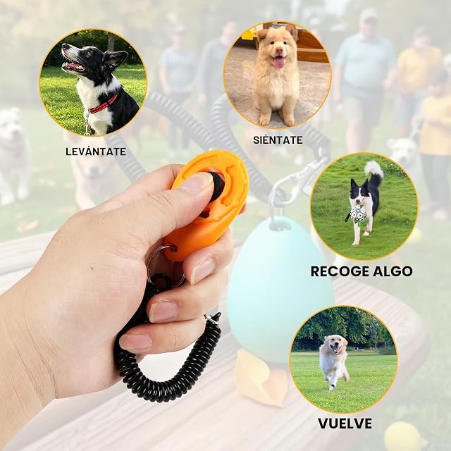 Foto 5 de 7 de 5 Clickers para Perro Adiestramiento con Cordón Soldado, Clickers Multicolor (Rojo, Naranja, Amarillo, Azul