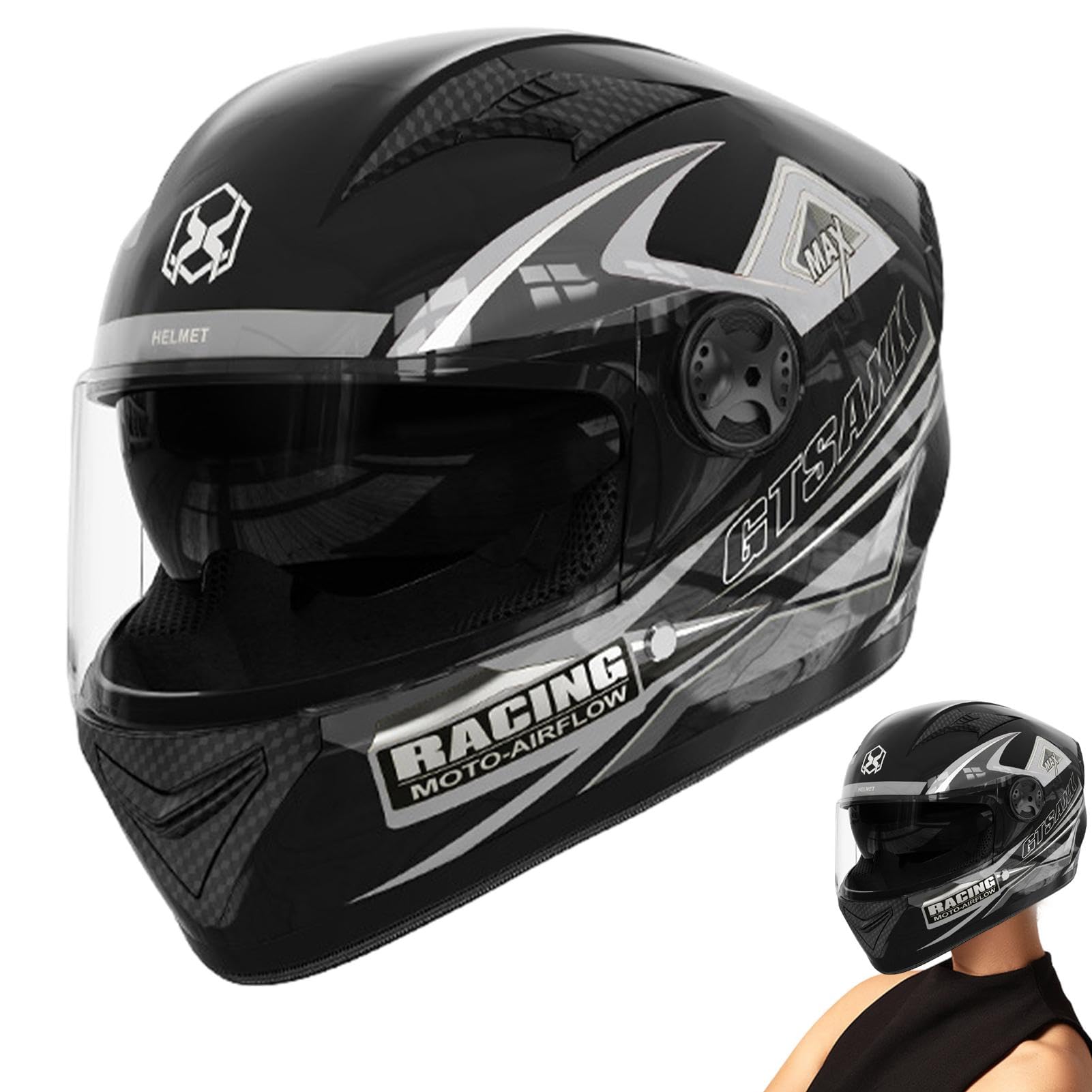 Casco Moto Integrale Con Doppia Visiera - ABS, 1400g, Certificato GB, Per Uomo E Donna - Foto 3