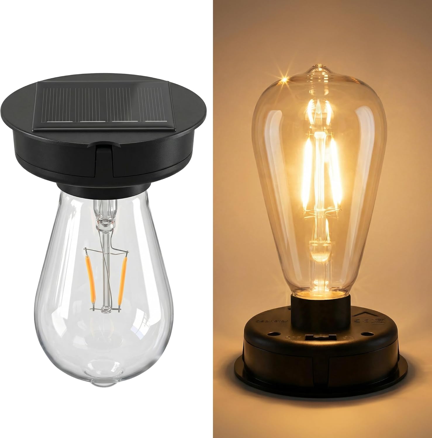 Pearlstar Upgraded Solar Light Replacement Top with Bulb for Solar Lantern, Brighter and Longer-Lasting