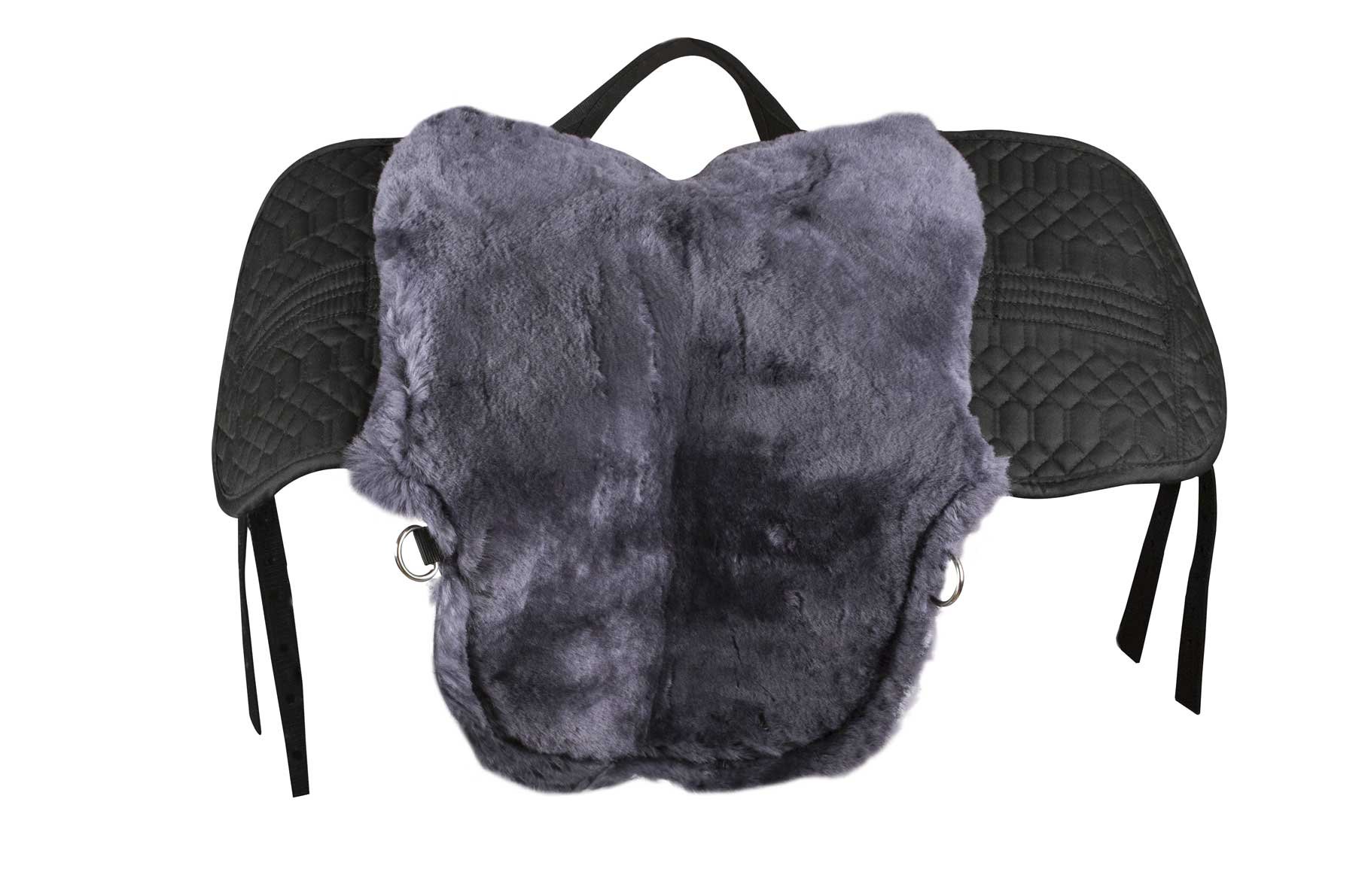 Engel Reitsport Sillín de piel R1 Pony gris antracita y piel de cordero