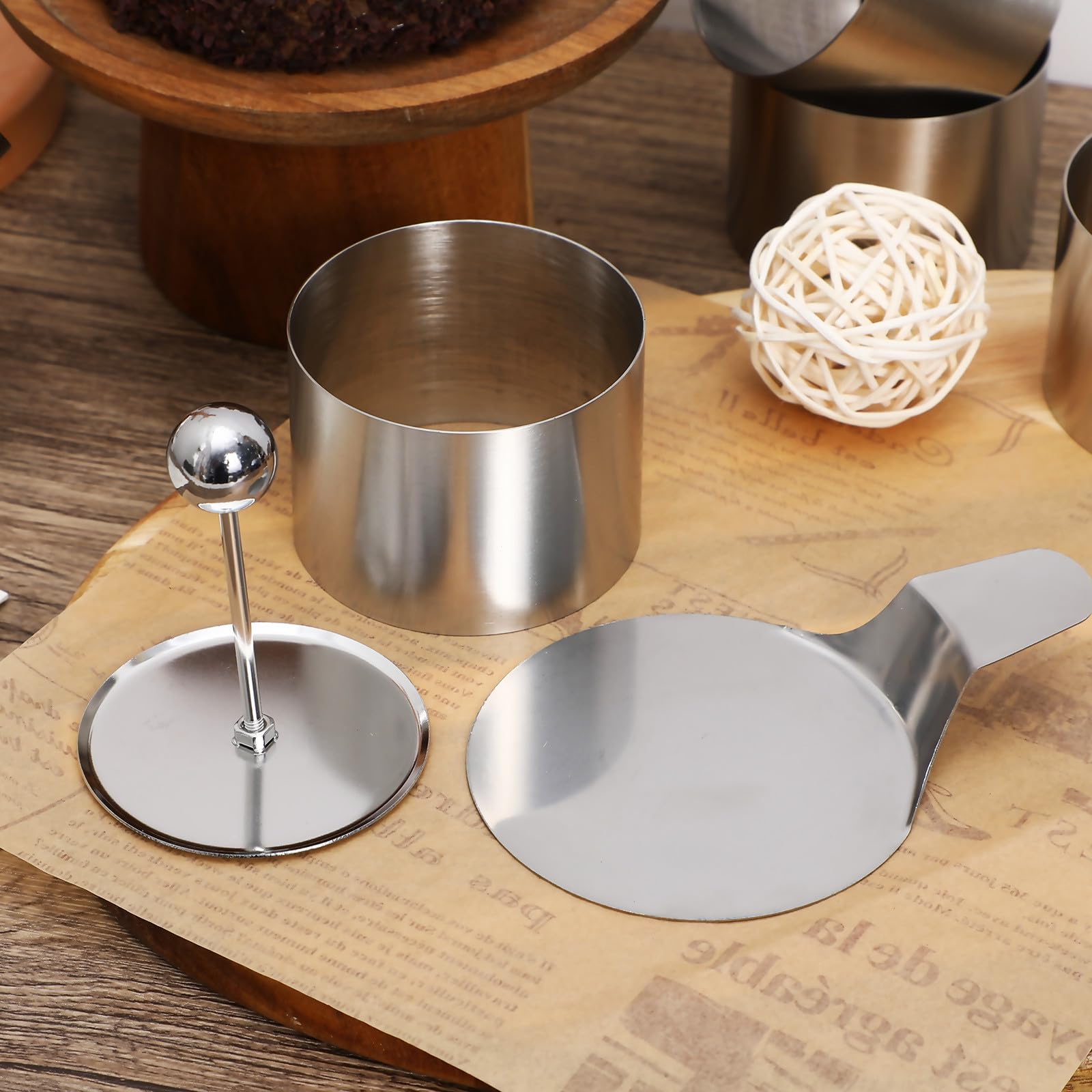 Homoyoyo 1 Set Moldes de Anillo de Acero Inoxidable para Mousse y Pasteles, Diseño Redondo Clásico, Adecuado para Hornear Postres Caseros y Pequeñas Reuniones