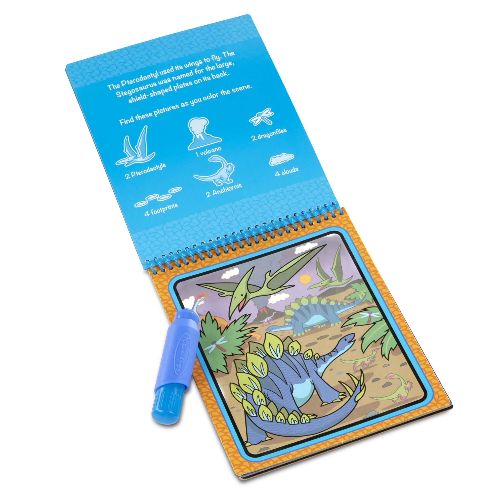 Melissa & Doug Water Wow! Libro Magico da Colorare con Pennello ad Acqua - Tema Dinosauri, Gioco Educativo da Viaggio per Bambini, 3+ Anni