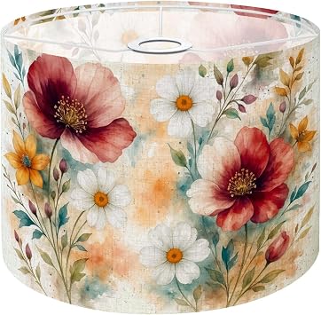 Lampshades Lamp Shades Boho 1 Pack Watercolor beautiful colorful wildflowers vintage Dirty Light Shade for Table Lamps Floor Lamps Drum Lamp Shades Lampshade Replacement
