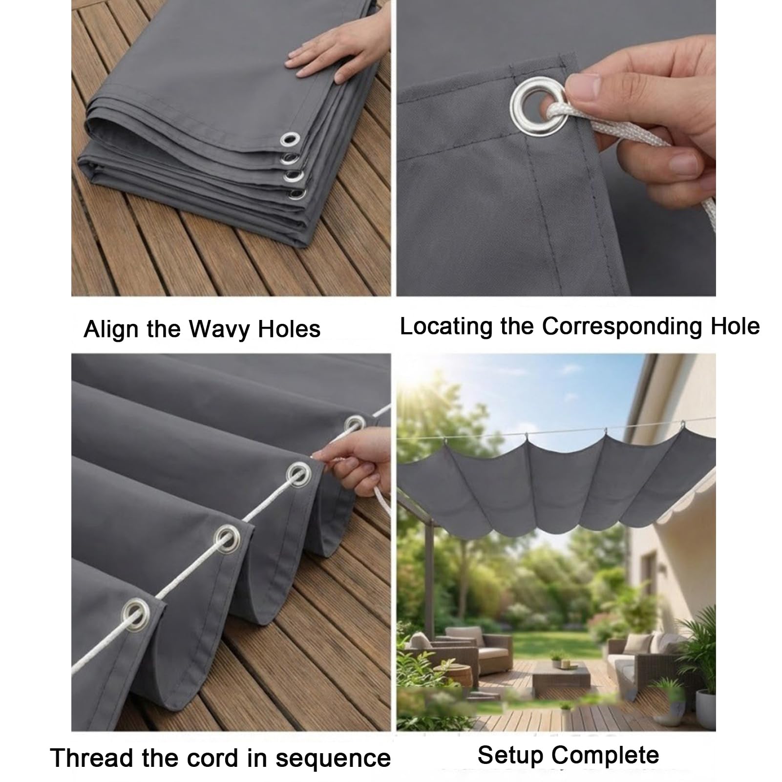 Vela Ombreggiante a Onda Retrattile Impermeabile Tenda da Sole per Esterno Antivento per Serre Terrazze Giardino Balcone