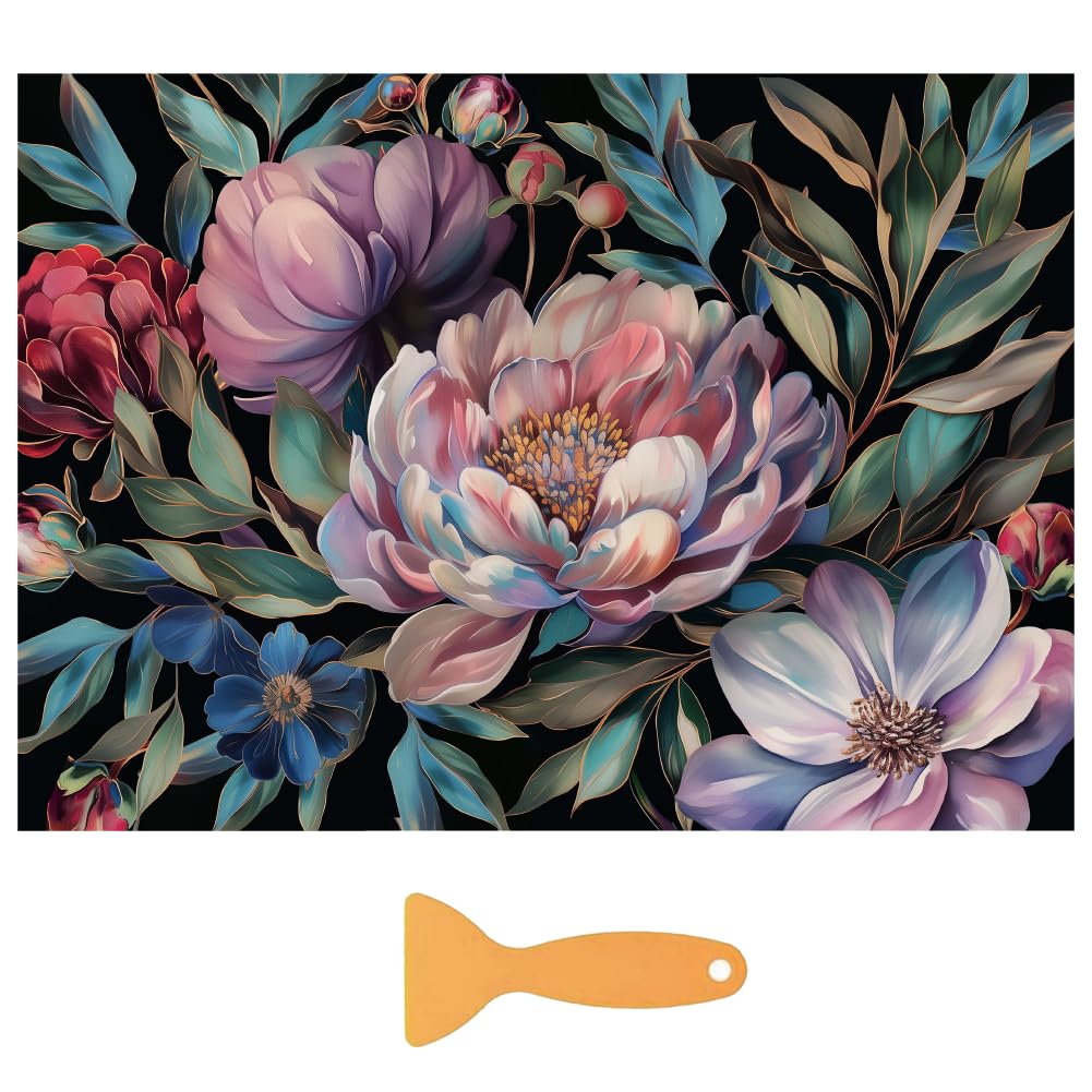 beinkmake 3 Sheets Vintage Flower Rub on Transfers for Crafts and Furniture 12×6inch Magnolia Rose Leaf Furniture Transfer Stickers for Wood Furniture