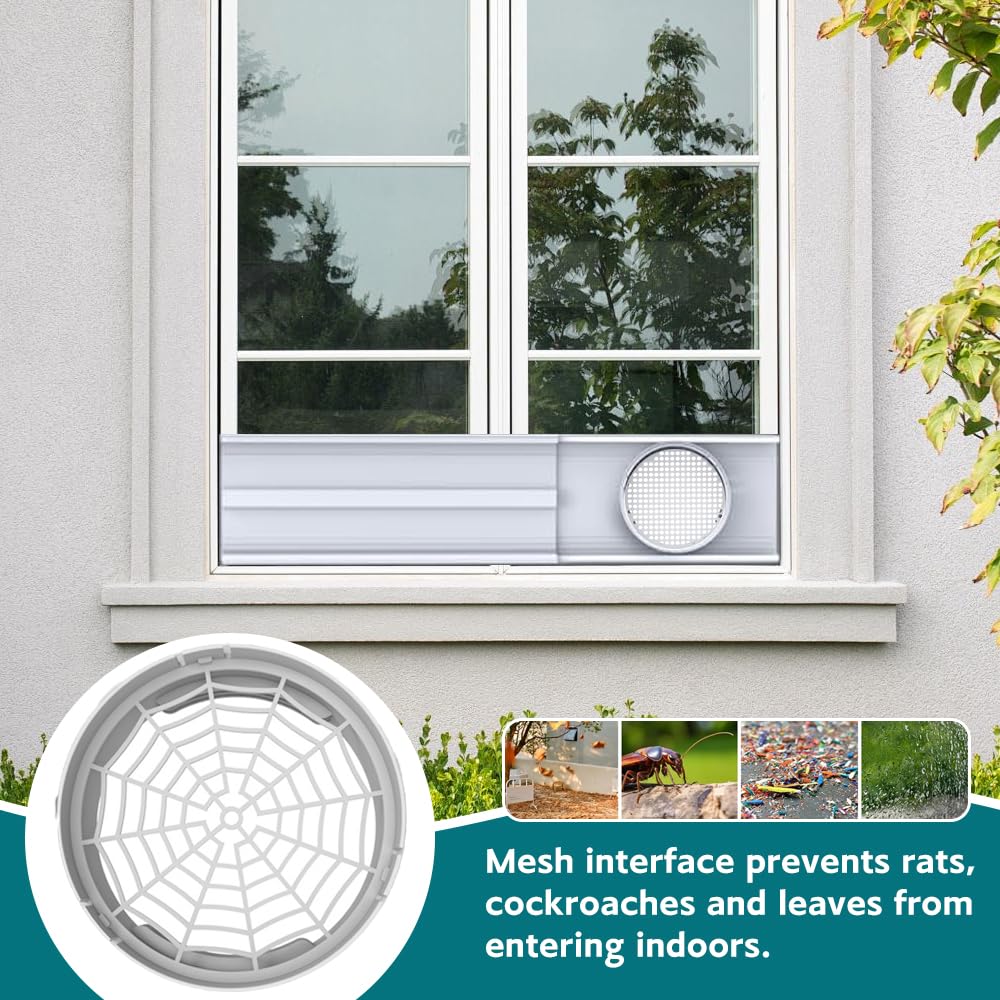 Kit Ventana Aire Acondicionado Portátil, 6 Pcs Placas de Sellado de Ventana Corredera de Aire Acondicionado, Ajustable 43-225cm, Adecuado para Tubos de 5,91" Diámetro, para Ventanas Correderas