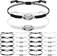 Vista 8 de Hicarer 20 pulseras de fútbol ajustables con dijes de fútbol, regalos de fútbol para mujeres y hombres, la mayoría de jugadores de equipo deportivo