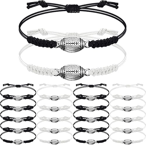 Miniatura 8 de Hicarer 20 pulseras de fútbol ajustables con dijes de fútbol, regalos de fútbol para mujeres y hombres, la mayoría de jugadores de equipo deportivo