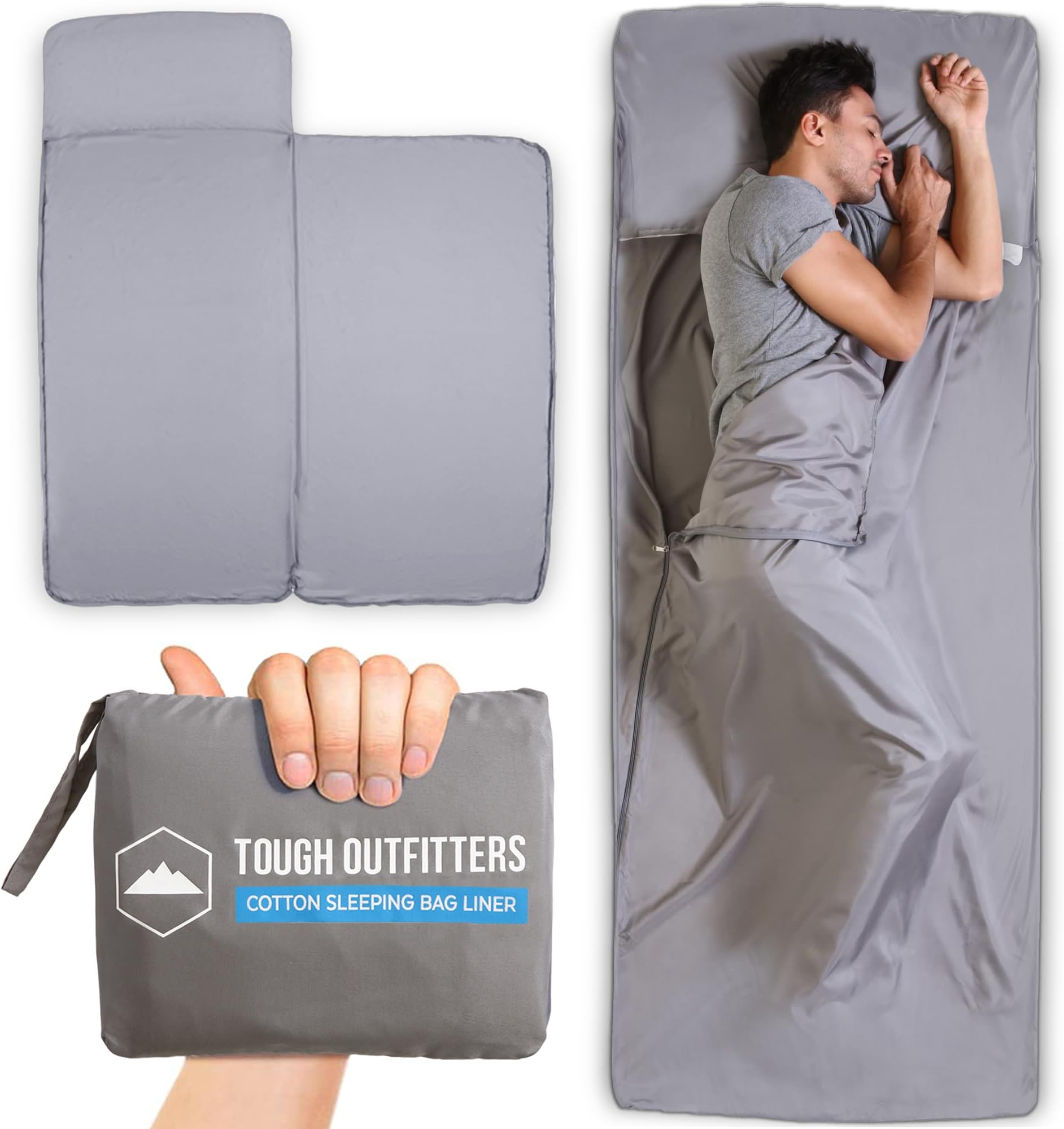Sleeping Bag Liner - Adult Sleep Sack & Travel Sheets - Travel Sleep Sack for Backpacking, Hotels & Hostels - Lightweight Single & Double Camping Sleeping Bag Liners - Comfortable Camping Sheets