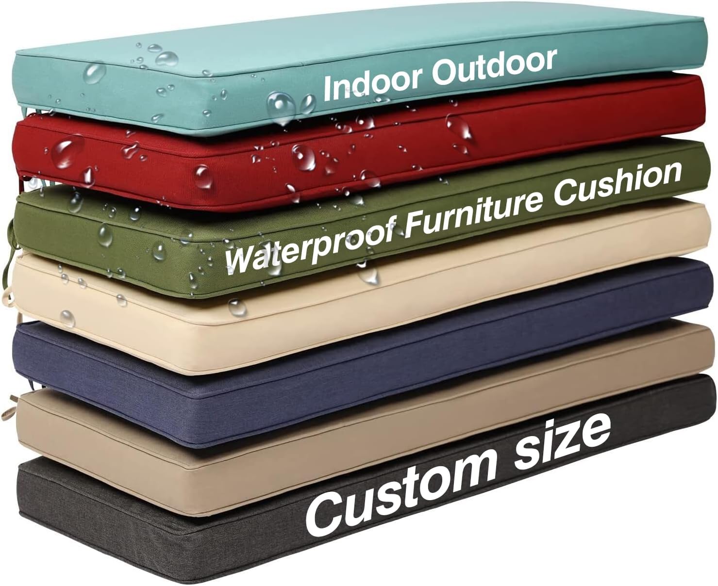 RXASC Custom Outdoor Bench Cushion, Waterproof Bench