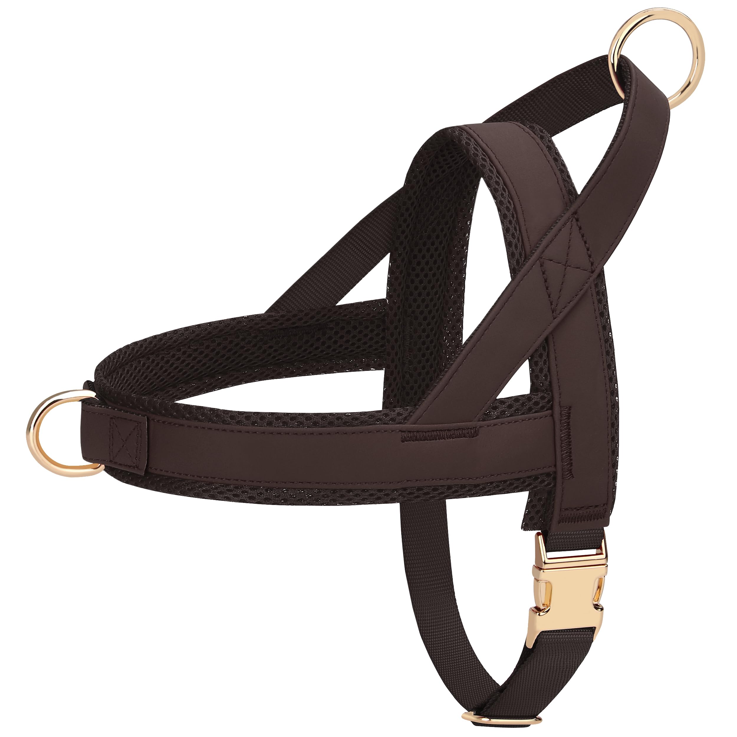 PET ARTIST No Pull Dog Harness, Soft Padded PU Leather Step in Dog Harness with Quick Release Metal Buckle, Adjustable Quick Fit Pet Strap Vest