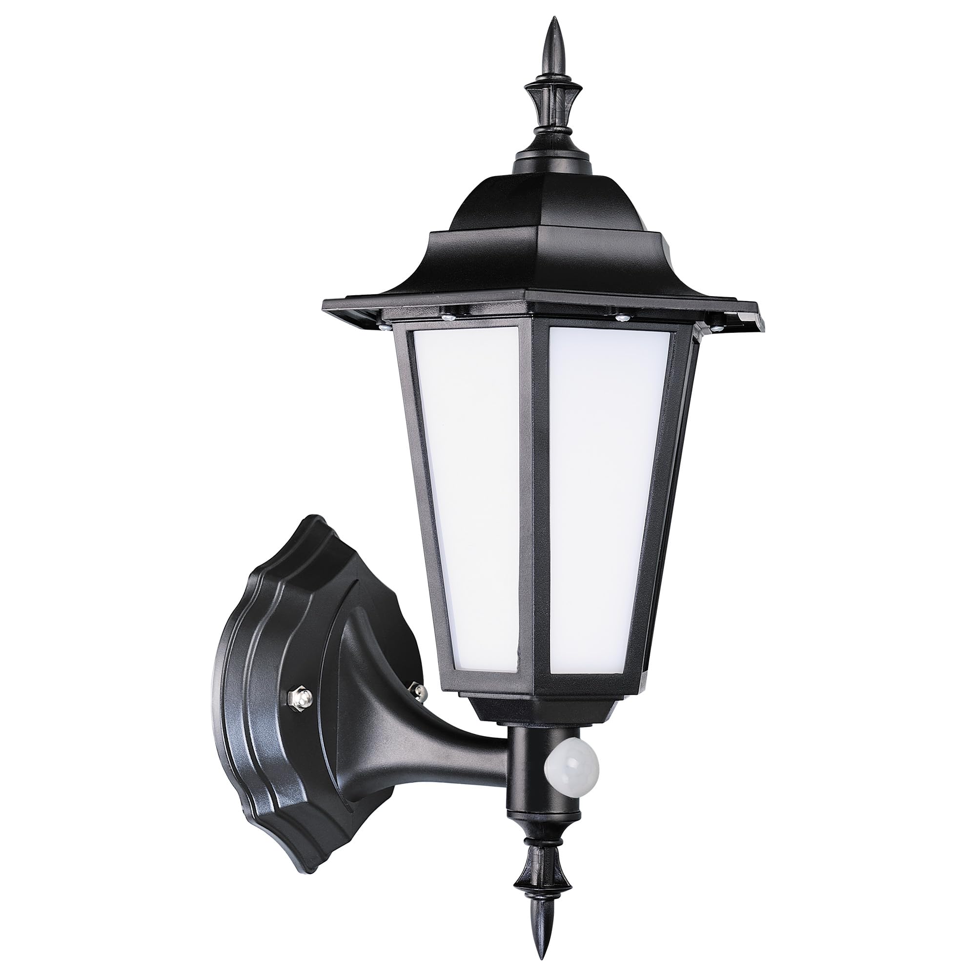 Bright Source Outdoor 7w Integrated LED 6-Sided Cage Lantern, Traditional Coach Style, PIR Motion Sensor, IP44, 550lm, Black, 4000K Cool White โ image 1