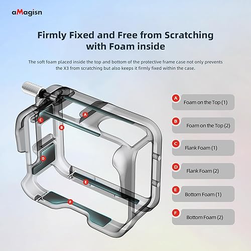 Miniatura 6 de Jaula de aluminio con lente de silicona Corver y protector de pantalla para Insta360 GO 3S, carcasa protectora de metal duradera con soporte de