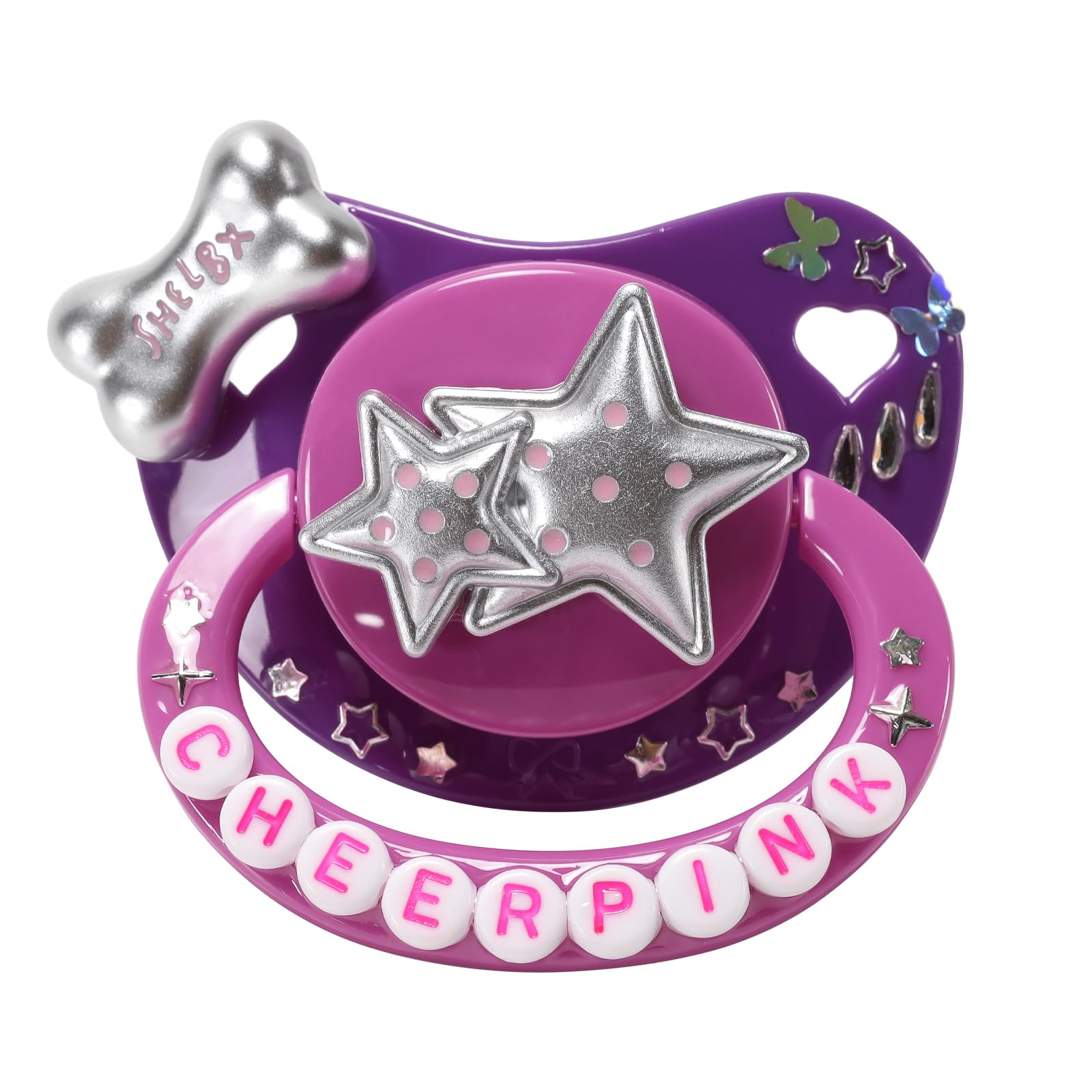 CutiePlusU Large Size Dummy Pacifier Big Shield Soother Pink Purple