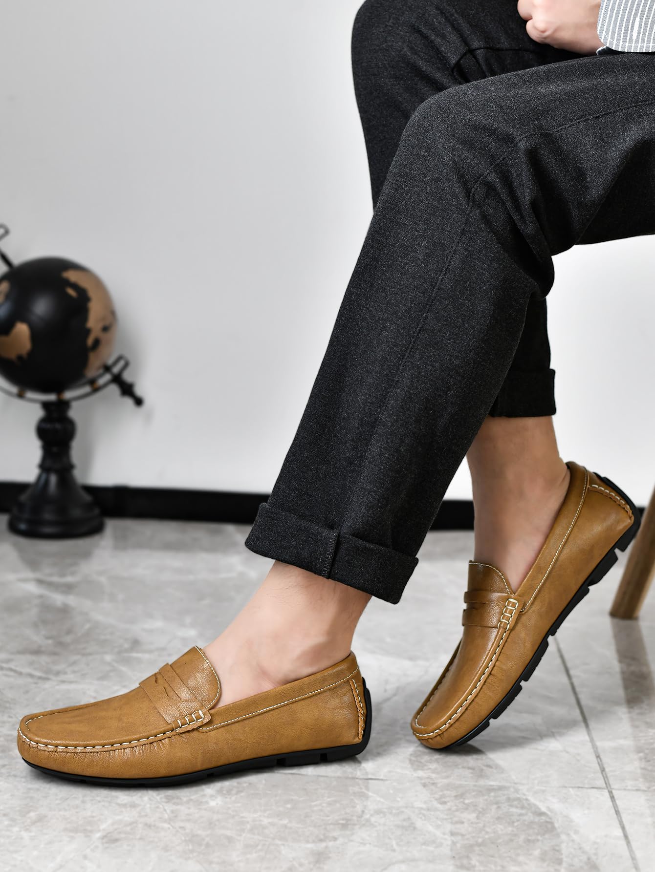Mocasines de Piel Slip on clásicos para Hombre Zapatos Planos Transpirable cómodos Negocios Conducir Boda Vestir Formal