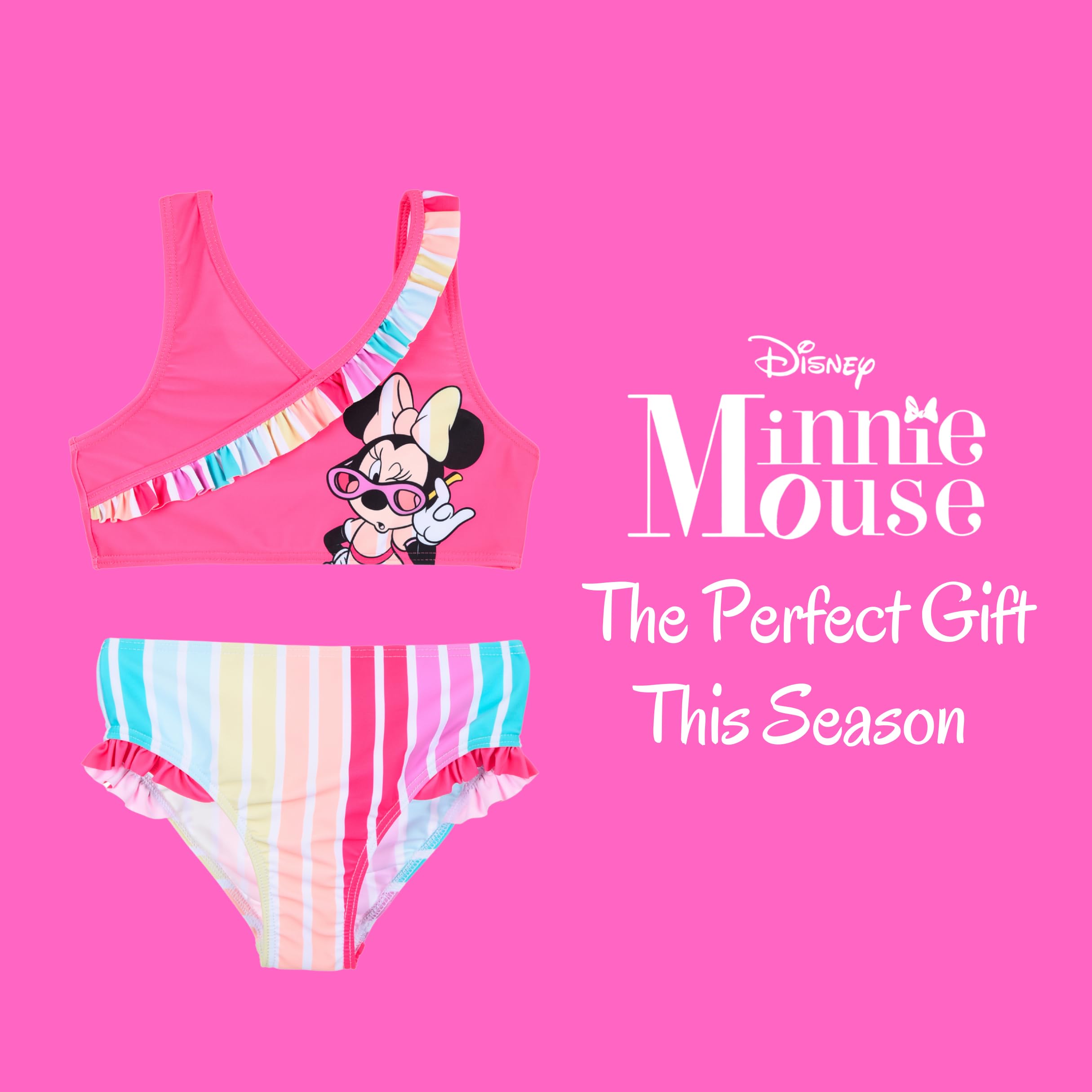 Disney Minnie Mouse Bikini Niña Arcoiris Bañador Dos Piezas Verano Natación Tallas 3-8 Años