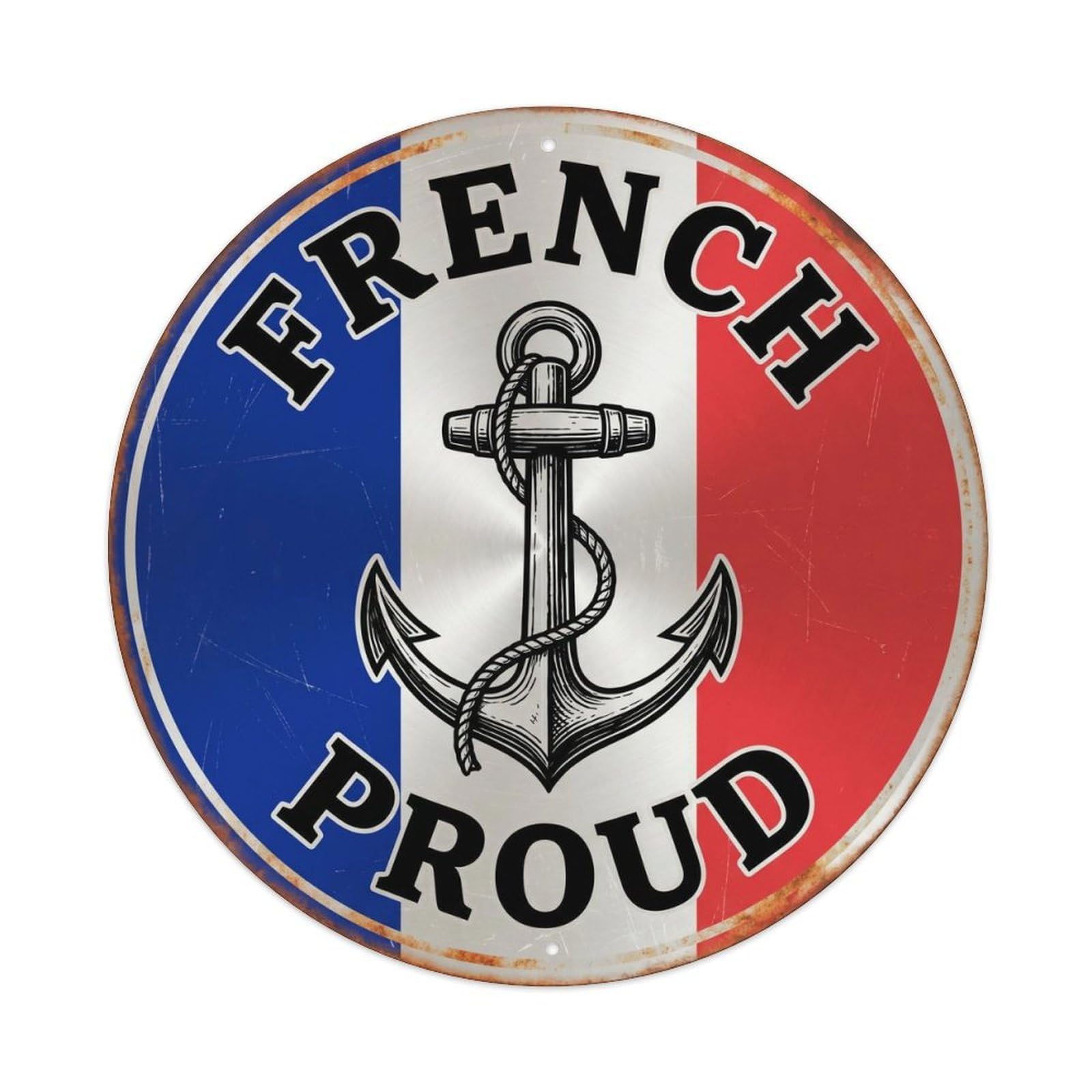 Olhnbad Style French Proud Anchor Transport Icon Heritage Emblem Metal Tin Sign