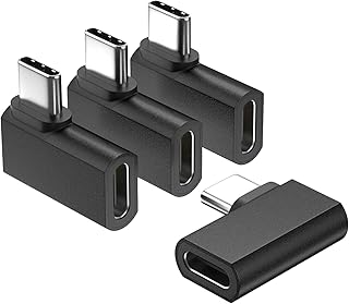 UseBean Right Angle USB C Adapter (4-Pack), 90 Degree PD 100W USB Type C 3.2 Gen2 20Gbps Male to Female Extension Extender,USB-C 4K Video Extended Converter for Thunderbolt 4 MacBook,Steam Deck,Switch